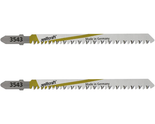 Pânze fierăstrău pendular Wolfcraft 116/93 mm, pentru lemn, pachet 2 bucăți Pânză de ferăstrău vertical Wolfcraft pentru lemn cu numărul 3543, fabricată în Germania.