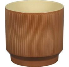 Vază de flori ceramică maro cu model canelat