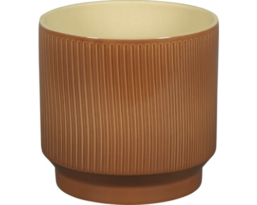 Mască ghiveci Passion for Pottery Salamanca ceramică Ø 22,1 cm H 21 cm teracotă Vază de flori ceramică maro cu model canelat
