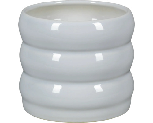 Mască ghiveci Passion for Pottery Burolo ceramică Ø 15 cm H 13 cm alb gri Ghiveci de flori din ceramică cu structură striată
