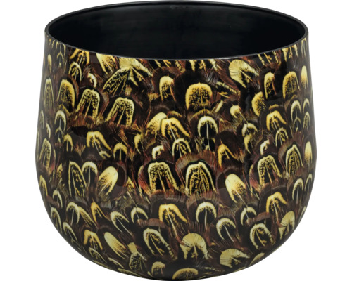 Mască ghiveci Passion for Pottery Feather ceramică Ø 20 cm H 18 cm maro/negru Ghiveci de flori cu design cu pene