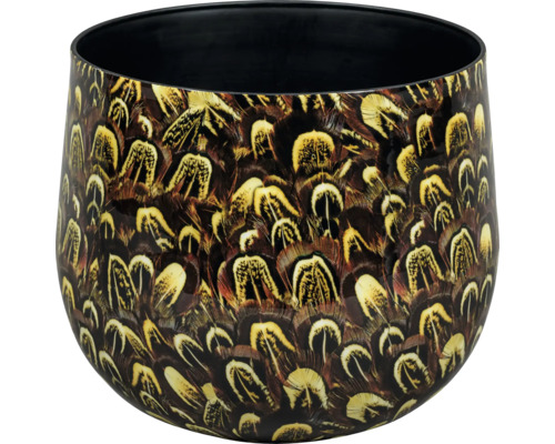 Mască ghiveci Passion for Pottery Feather ceramică Ø 25 cm H 22,5 cm maro/negru Vază decorativă pentru flori cu motiv de pene