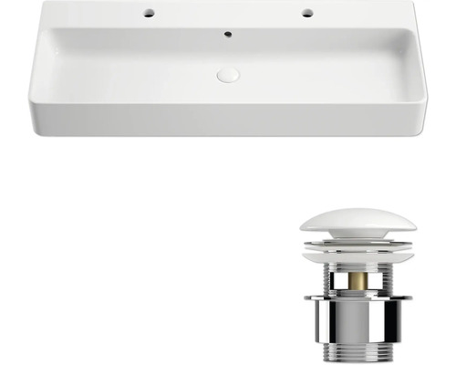 Chiuvetă ceramică cu set de scurgere