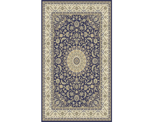 Covor lână Bella 7176 albastru 80x150 cm Covor albastru cu model floral