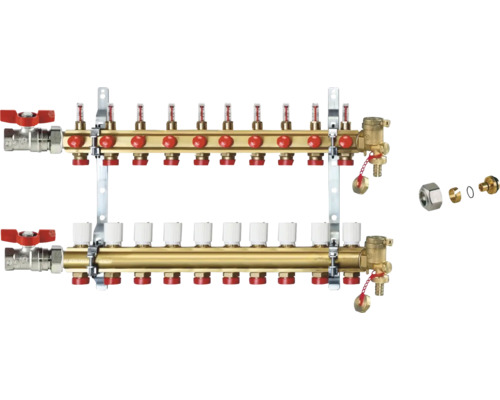 Distribuitor de încălzire prin pardoseală cu debitmetre și valve