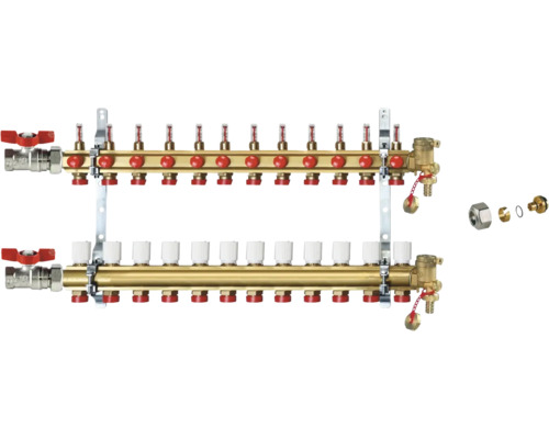 Distribuitor încălzire în pardoseală cu debitmetre și supape