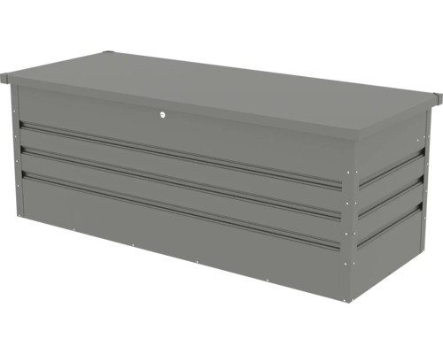 Ladă de grădină gri din metal pentru depozitarea uneltelor de grădină