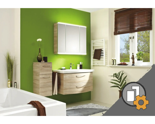 Configurator mobilier baie pelipal SUNLINE 114 Baie luminoasă cu lavoar, dulap cu oglindă și raft de depozitare