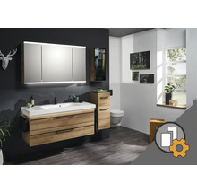 Baie cu dulap de bază pentru lavoar, dulap cu oglindă, dulap înalt și WC suspendat pentru o ambianță elegantă