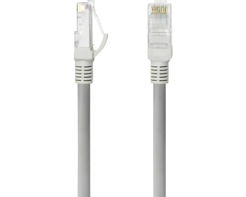 Cablu de rețea gri cu conector RJ45 la ambele capete