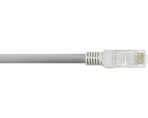 Prim-plan cu un cablu de rețea gri cu conector RJ45