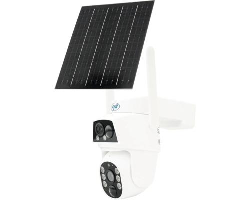 Cameră de supraveghere cu panou solar și antene