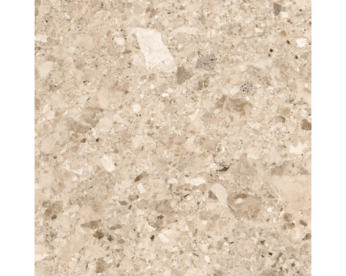 Prim-plan cu o placă de podea bej cu model pestriț