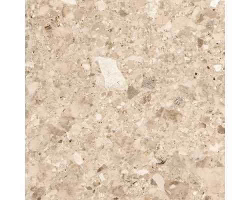 Prim-plan cu o faianță ceramică bej cu model pestriț.