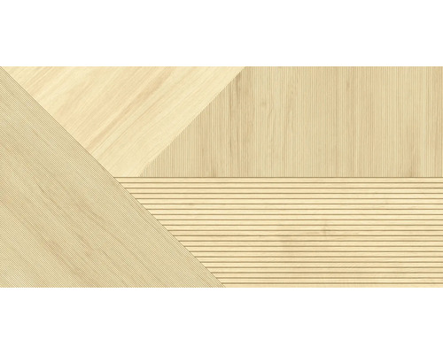 Placă decorativă cu aspect de lemn și model geometric