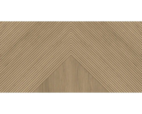 Panou din lemn cu suprafață striată și model în formă de V