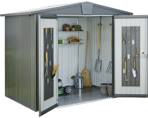 Șopron de grădină cu rafturi și unelte