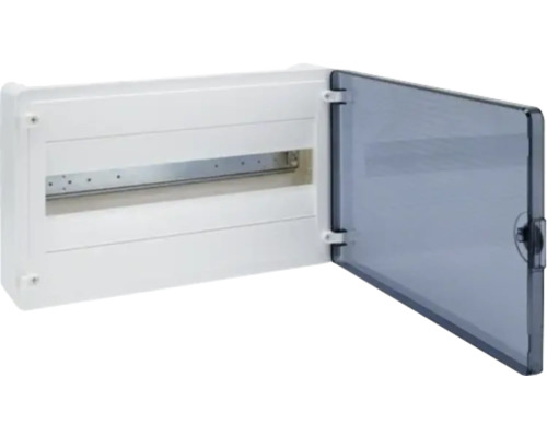 Cutie de distribuție cu ușa transparentă deschisă