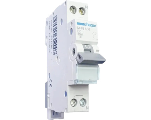 Întreruptor automat Hager 1P+N 6A 4,5kA, curbă B