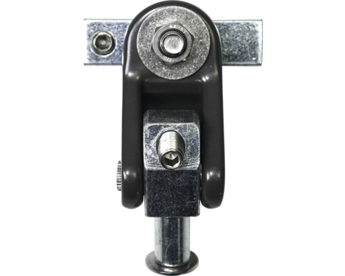 Prim-plan al unui element de montaj metalic cu șuruburi