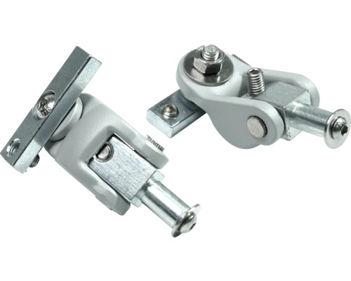 Piesă de schimb: Articulație pentru marchiză Levante (10178638, 10178639, 10178640, 10328334, 10461614) Două suporturi argintii pentru jaluzele, cu fixare prin șuruburi