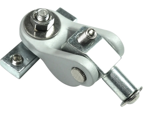 Articulație metalică cu șuruburi și elemente de fixare