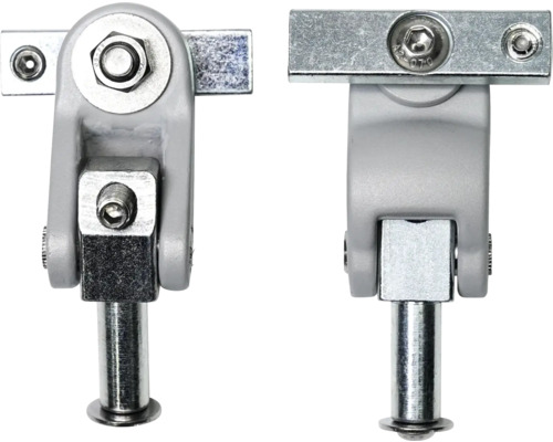 Două vederi ale unei feronerii metalice pentru mobilă.