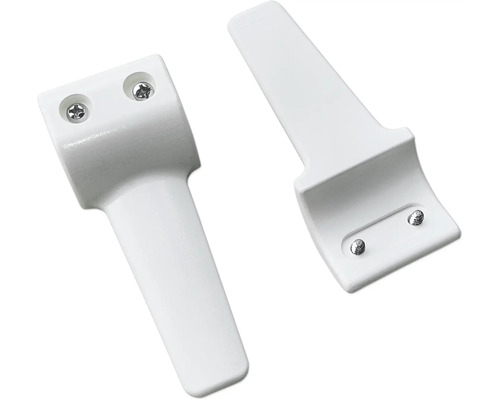 Două suporturi albe cu șuruburi pentru fixare