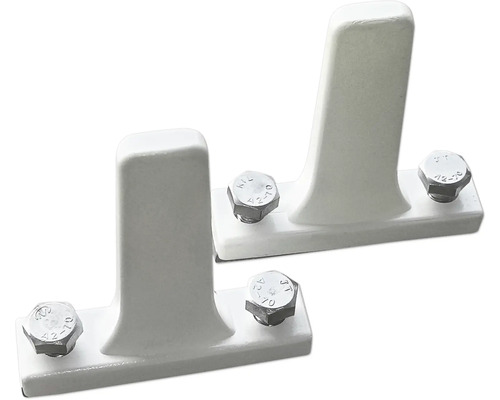 Două suporturi albe pentru stâlpi cu șuruburi