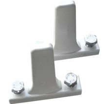 Două suporturi albe pentru balustrade cu șuruburi
