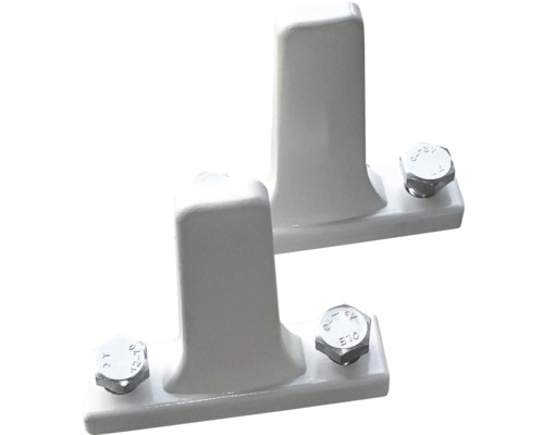 Două suporturi albe pentru balustrade cu șuruburi