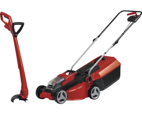 Set Einhell GE-CM Li CT trimmer de gazon + mașină de tuns gazonul pe acumulator, lățime tăiere 230mm