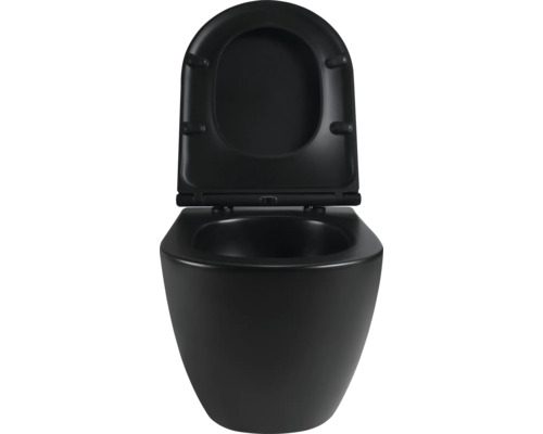 Vas WC suspendat cu spălare profundă, cu margine deschisă și capac WC