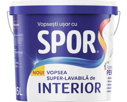 Vopsea superlavabilă pentru interior Spor formulă Penta albă 15 l