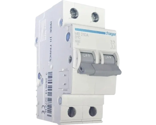 Întreruptor automat Hager 2P 10A 4,5kA, curbă B