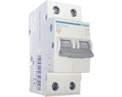 Întreruptor automat Hager 2P 20A 4,5kA, curbă B