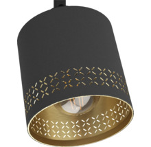 Lampa suspendată cu abajur din material textil și model perforat