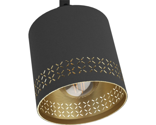 Lampa suspendată cu abajur din material textil și model perforat