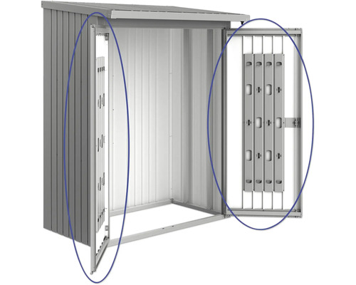 Magazie metalică pentru unelte cu uși deschise