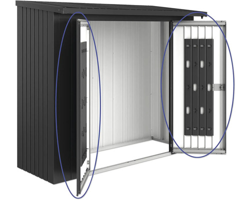Șopron metalic deschis pentru depozitarea uneltelor de grădină