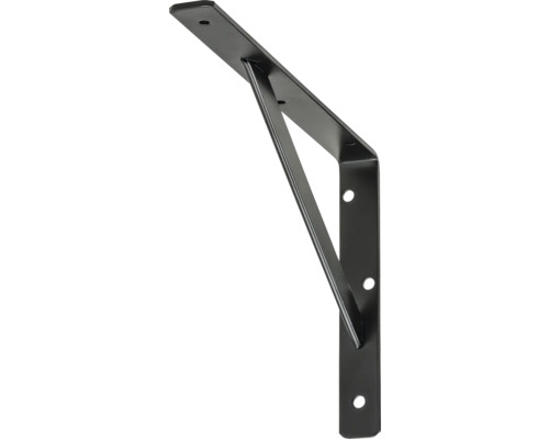 Suport negru metalic pentru raft cu găuri pentru fixare