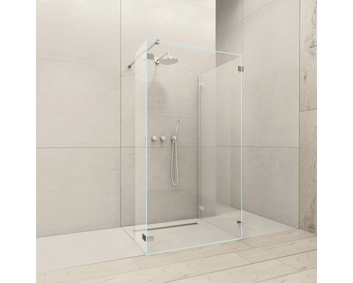 Perete frontal duș Walk In Radaway Euphoria W4, 80x200 cm, sticlă transparentă, profil crom Perete frontal duș Walk In Radaway Euphoria W4, 80x200 cm, sticlă transparentă, profil crom