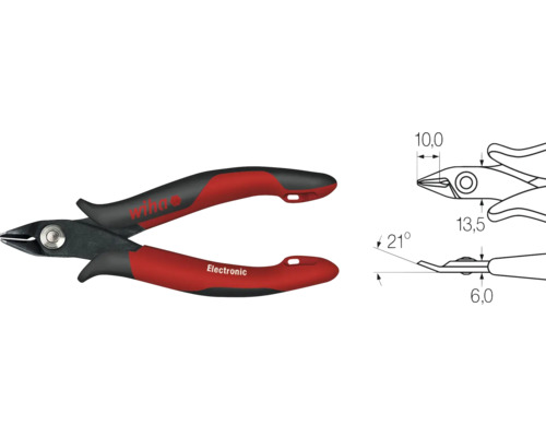 Clește lateral electronic Wiha cu desene tehnice