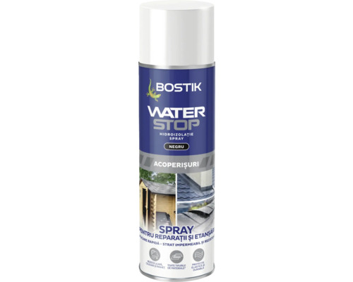 Spray hidroizolator Bostik Waterstop bitum negru 500 ml Spray impermeabilizant acoperișuri Bostik Water Stop