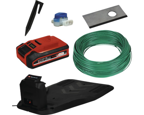 Accesorii pentru roboți de tuns iarba, inclusiv baterie, stație de încărcare, cablu perimetral, știfturi, lame și conectori de cablu