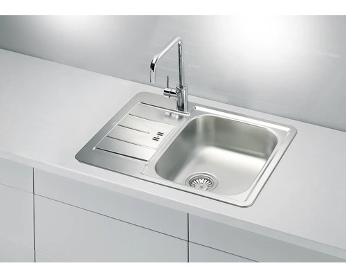 Chiuvetă din oțel inoxidabil cu picurător și baterie