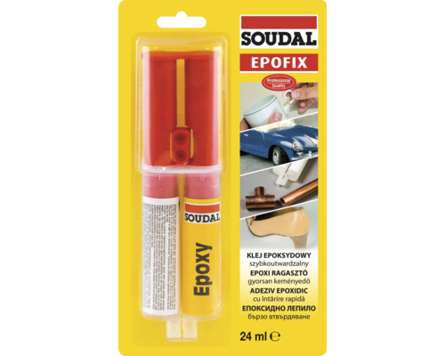 Adeziv bicomponent Soudal Epofix în ambalaj de 24 mililitri
