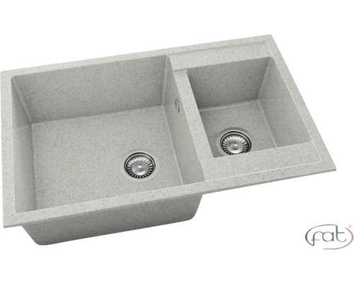 Chiuvetă bucătărie granixit cu 2 cuve FAT Avangard 233 80x49 cm, fără picurător, reversibilă, Pewter