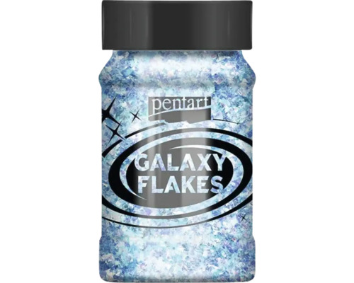 Fulgi Pentart Galaxy într-un recipient de sticlă