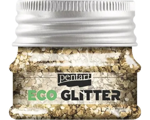 Sclipici natural Eco Glitter Pentart rose gold 15 g, textură confetti Borcan cu sclipici ecologic Pentart